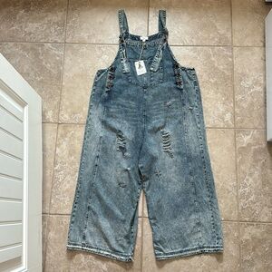 NWT!!!  Boutique brand Easel distressed denim overalls - size M